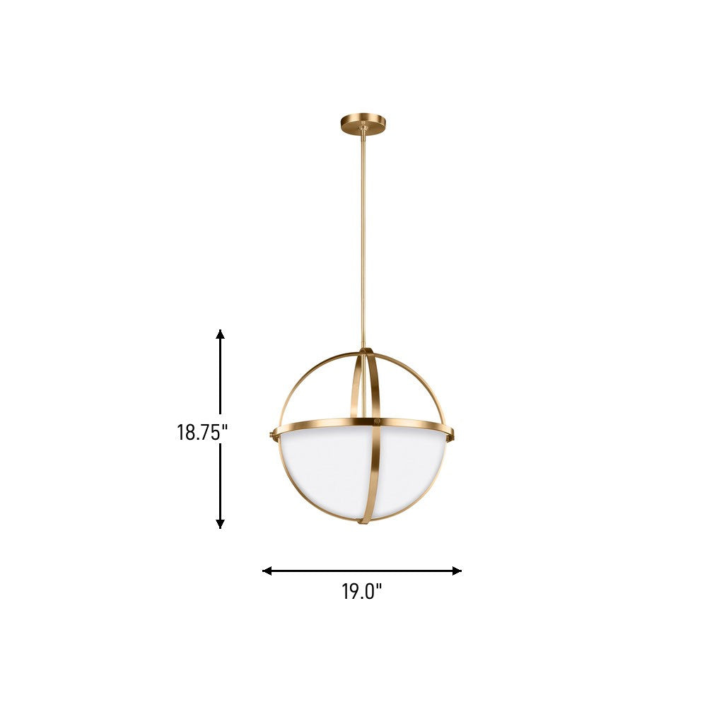 Generation Lighting Canada - 6624603-848 - Three Light Pendant - Alturas - Satin Brass