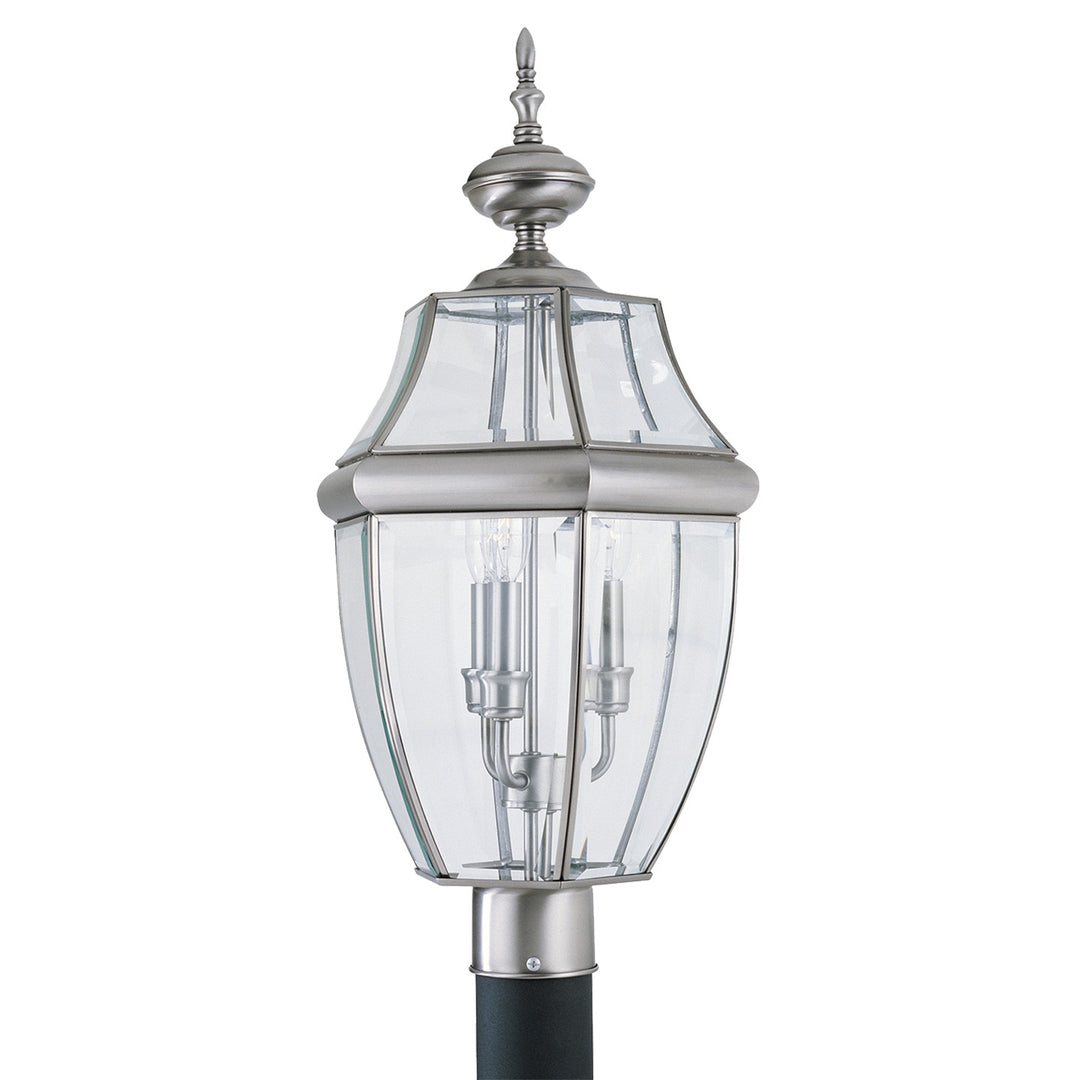Lancaster Three Light Outdoor Post Lantern in Antique Brushed Nickel - available from The Lighting Shoppe, trusted by Canadian homeowners