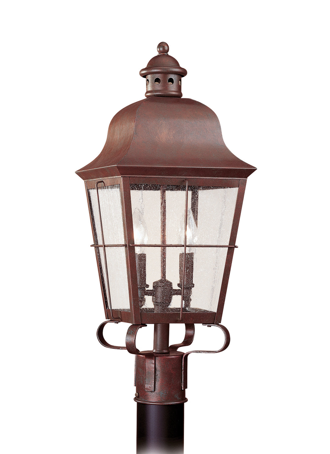 Chatham Two Light Outdoor Post Lantern in Weathered Copper - available from The Lighting Shoppe, trusted by Canadian homeowners