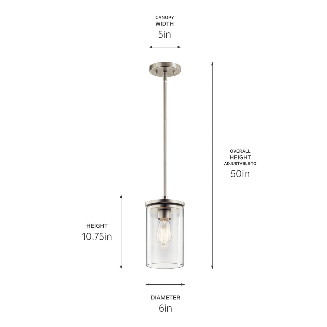 Kichler Canada - 43996NI - One Light Mini Pendant - Crosby - Brushed Nickel