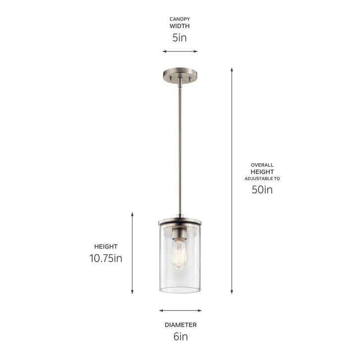 Kichler Canada - 43996NI - One Light Mini Pendant - Crosby - Brushed Nickel