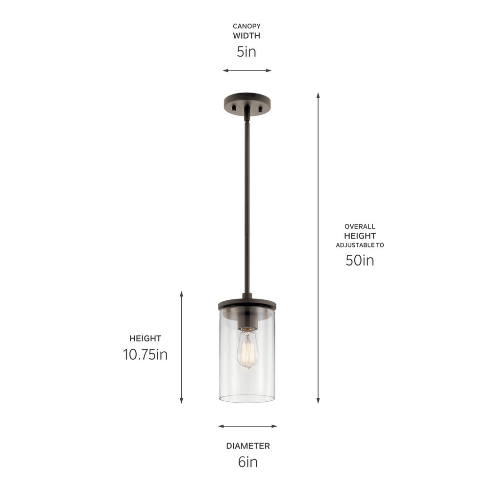 Kichler Canada - 43996OZ - One Light Mini Pendant - Crosby - Olde Bronze