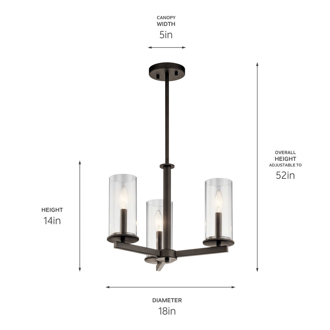 Kichler Canada - 43997OZ - Three Light Chandelier/Semi Flush - Crosby - Olde Bronze