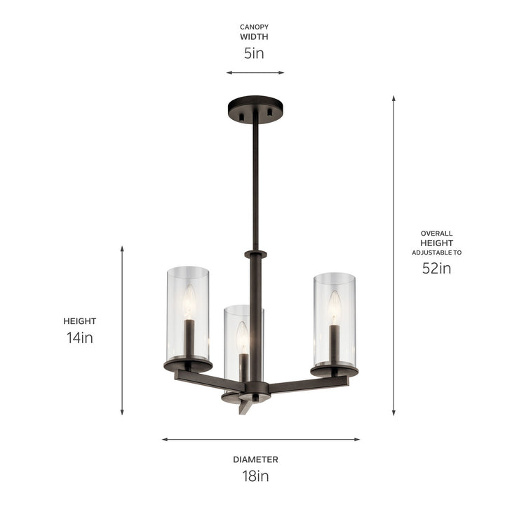 Kichler Canada - 43997OZ - Three Light Chandelier/Semi Flush - Crosby - Olde Bronze