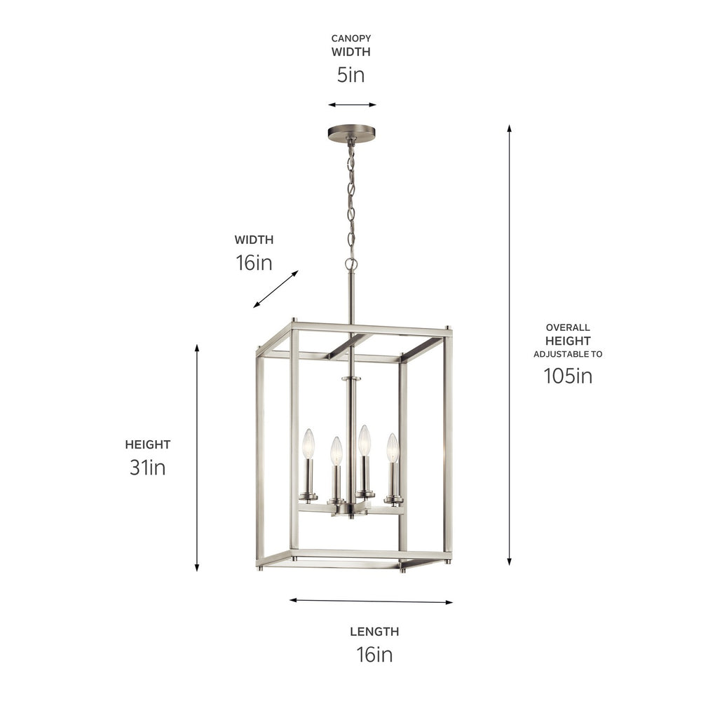Kichler Canada - 43998NI - Four Light Foyer Pendant - Crosby - Brushed Nickel