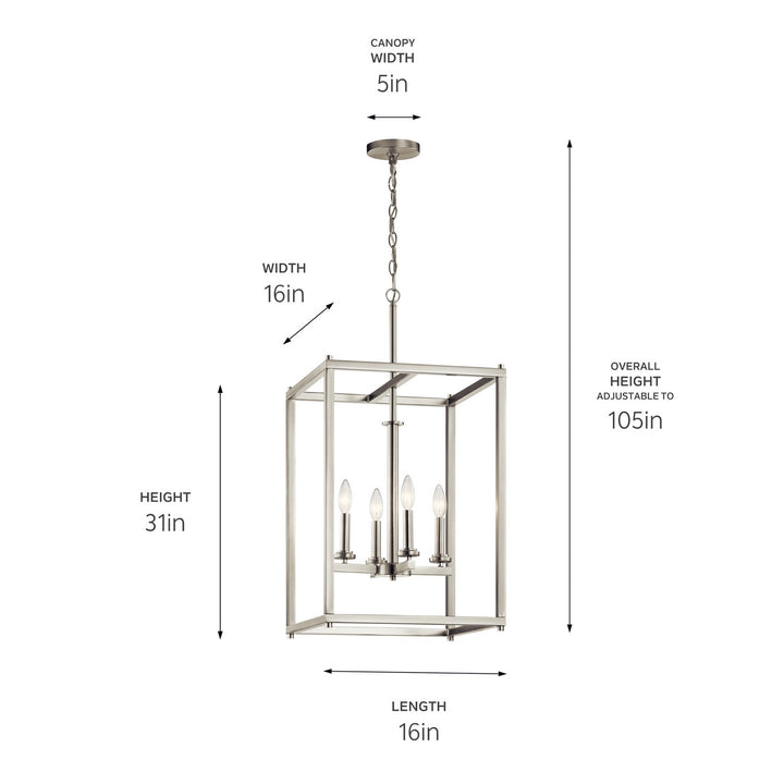 Kichler Canada - 43998NI - Four Light Foyer Pendant - Crosby - Brushed Nickel