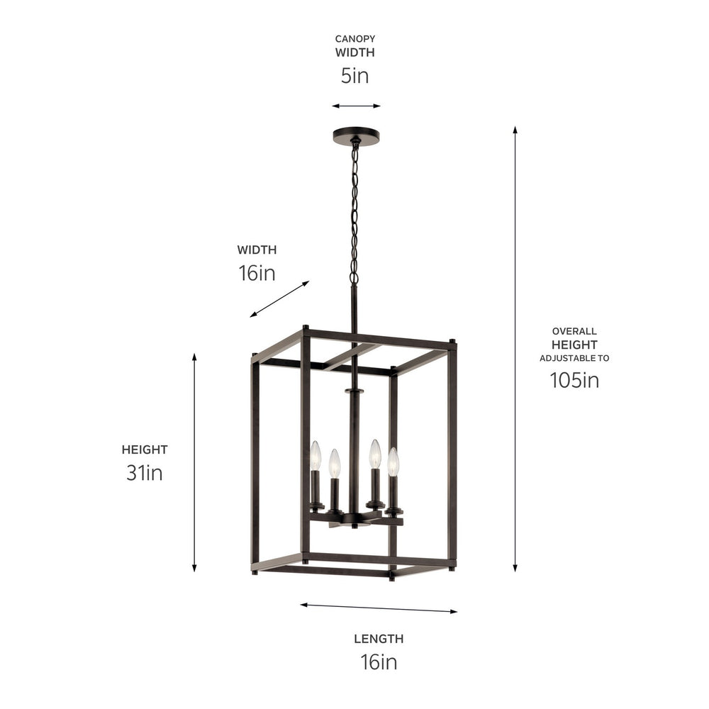 Kichler Canada - 43998OZ - Four Light Foyer Pendant - Crosby - Olde Bronze