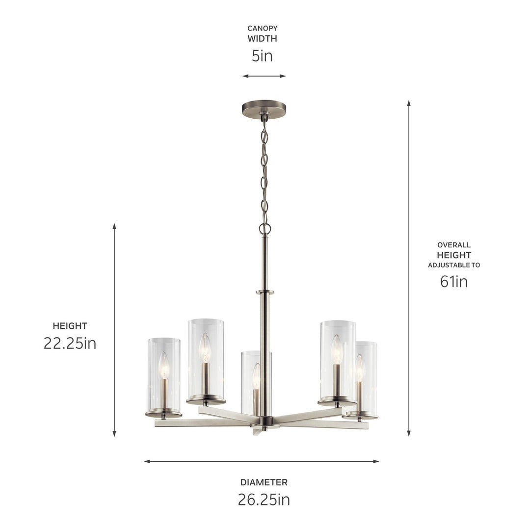 Kichler Canada - 43999NI - Five Light Chandelier - Crosby - Brushed Nickel