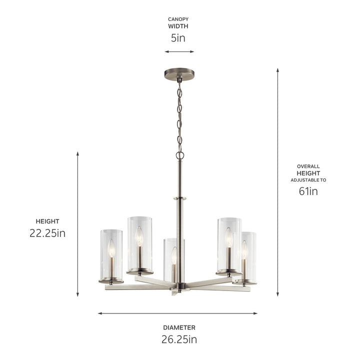 Kichler Canada - 43999NI - Five Light Chandelier - Crosby - Brushed Nickel