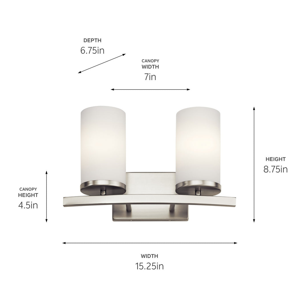 Kichler Canada - 45496NI - Two Light Bath - Crosby - Brushed Nickel