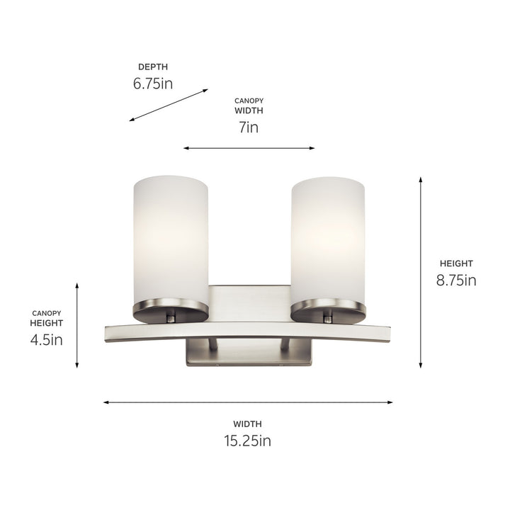 Kichler Canada - 45496NI - Two Light Bath - Crosby - Brushed Nickel