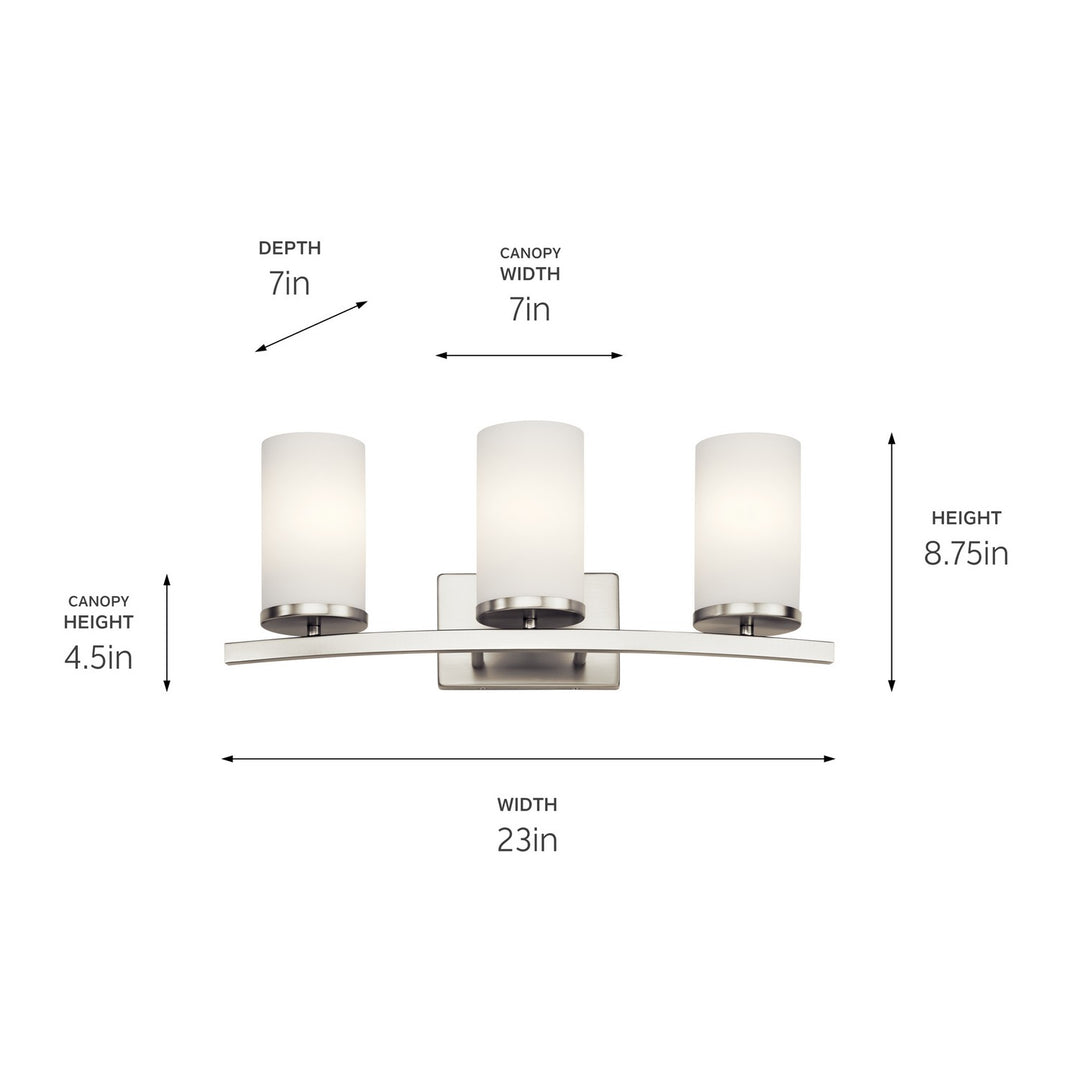 Kichler Canada - 45497NI - Three Light Bath - Crosby - Brushed Nickel
