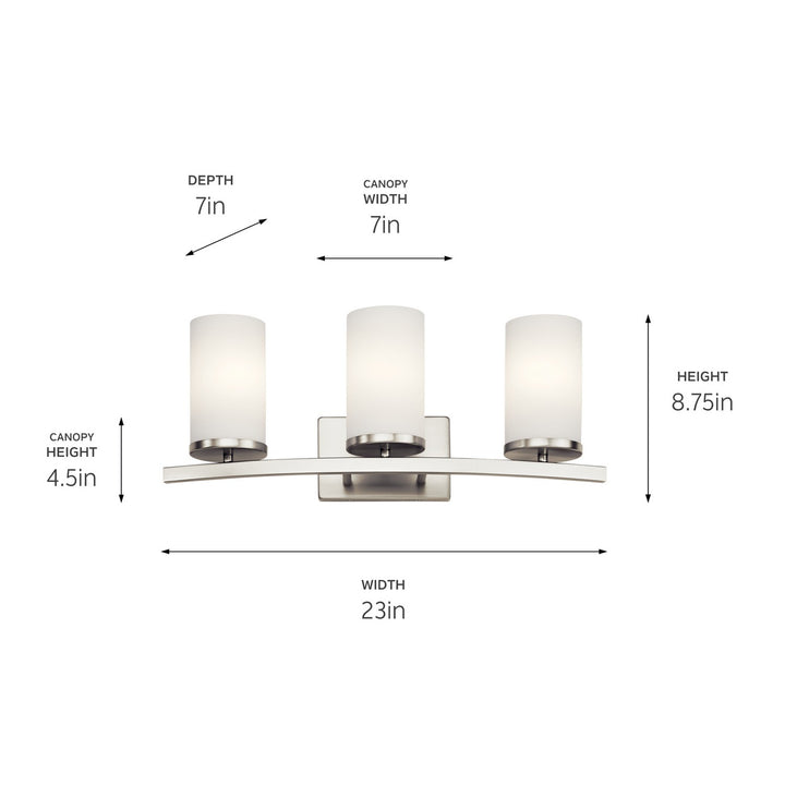 Kichler Canada - 45497NI - Three Light Bath - Crosby - Brushed Nickel