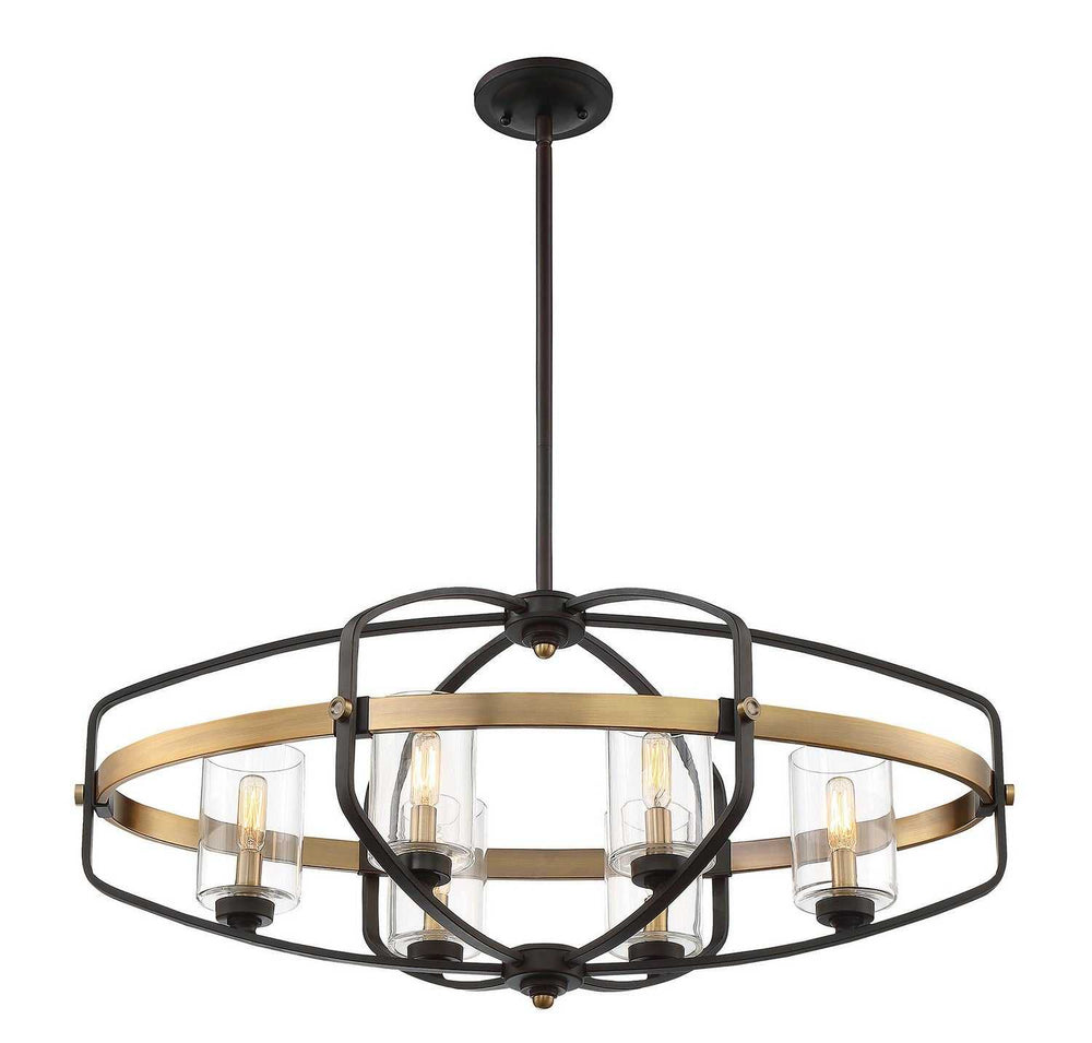 Kirkland Six Light Linear Chandelier in English Bronze and Warm Brass Savoy House