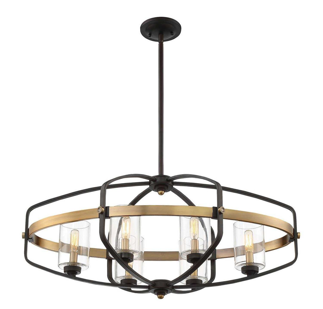 Kirkland Six Light Linear Chandelier in English Bronze and Warm Brass Savoy House