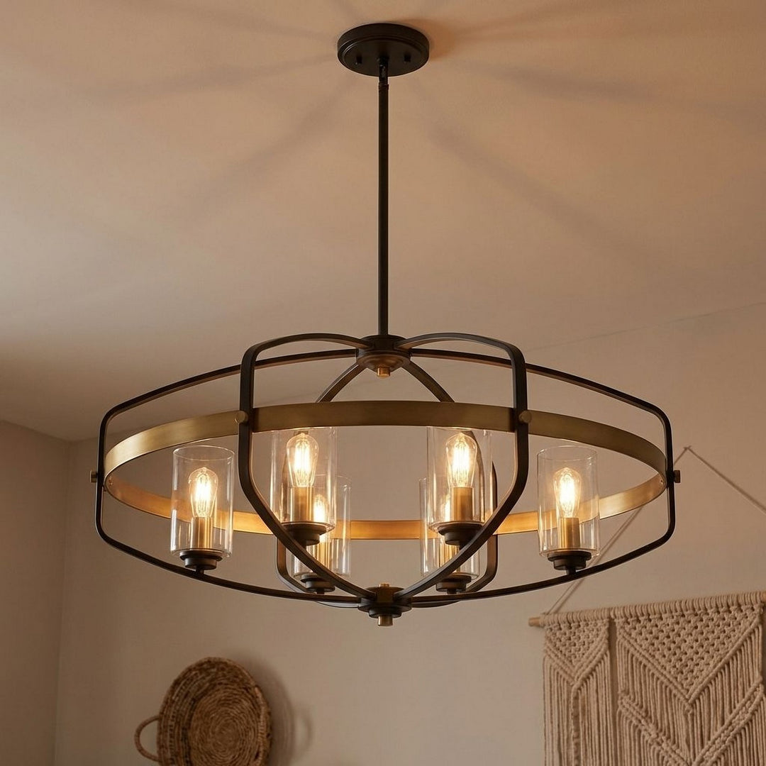Savoy House - 1-8042-6-79 - Six Light Linear Chandelier - Kirkland - English Bronze and Warm Brass