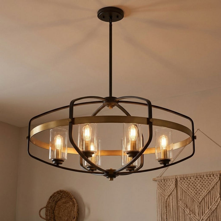 Savoy House - 1-8042-6-79 - Six Light Linear Chandelier - Kirkland - English Bronze and Warm Brass