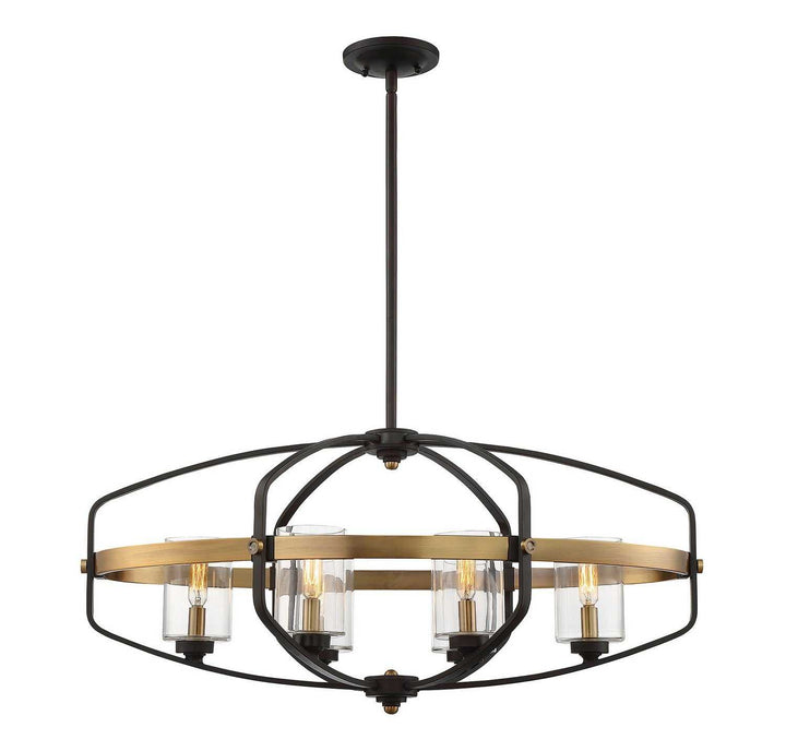 Kirkland Six Light Linear Chandelier in English Bronze and Warm Brass Savoy House