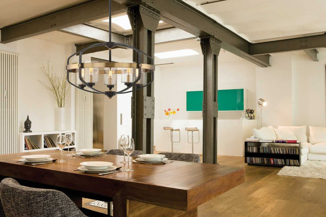 Kirkland Five Light Pendant in English Bronze and Warm Brass Savoy House