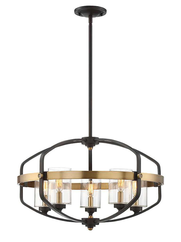 Kirkland Five Light Pendant in English Bronze and Warm Brass Savoy House