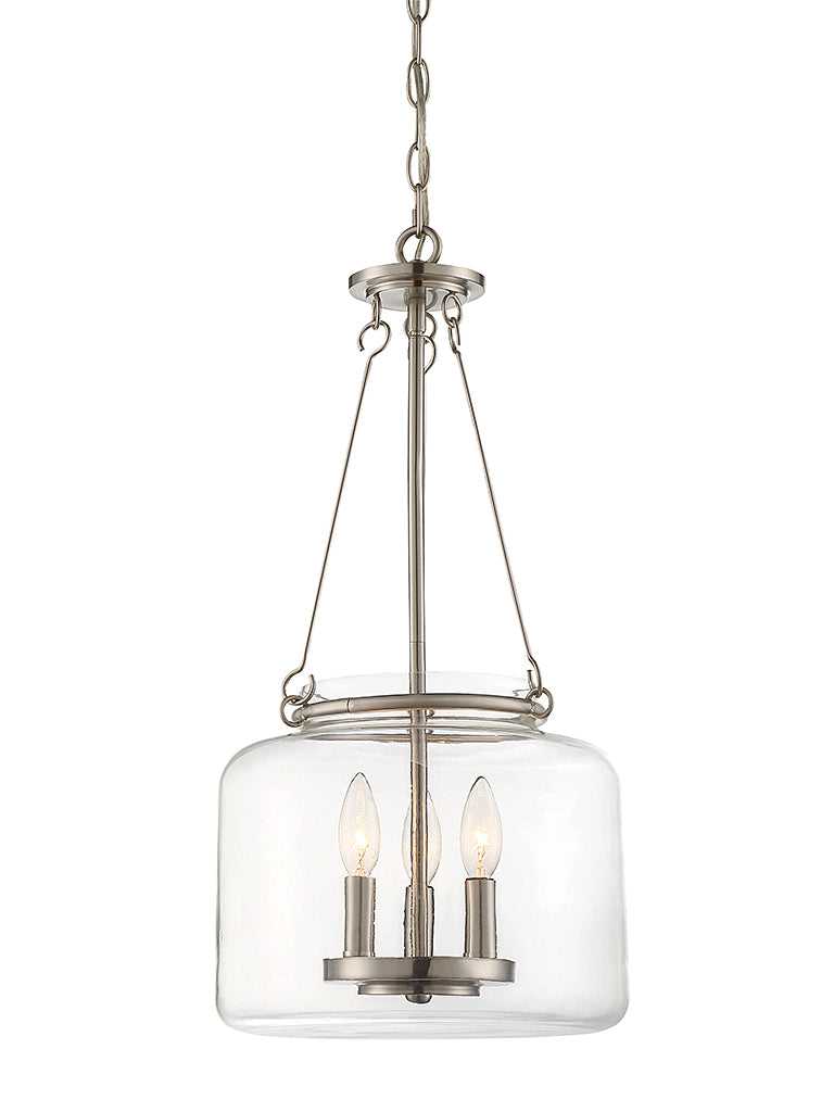 Akron Three Light Pendant in Satin Nickel Savoy House