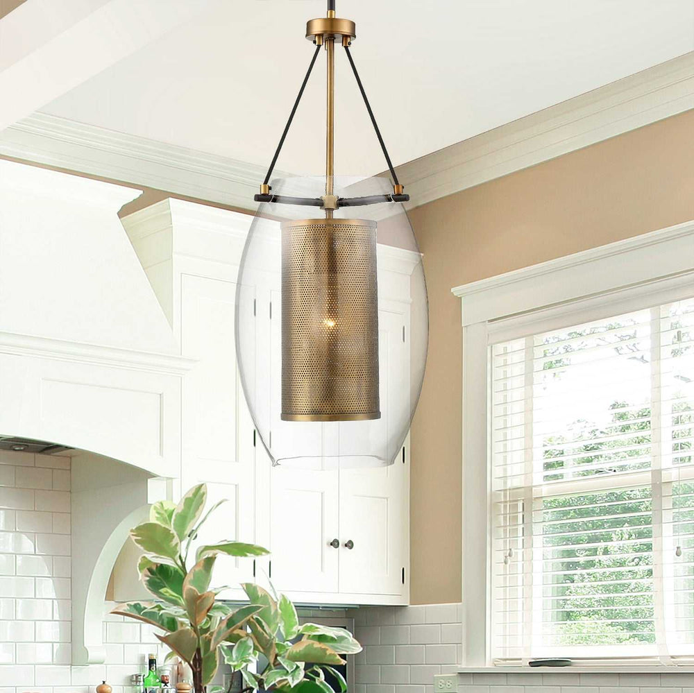Savoy House - 7-9063-1-95 - One Light Pendant - Dunbar - Warm Brass w/Bronze