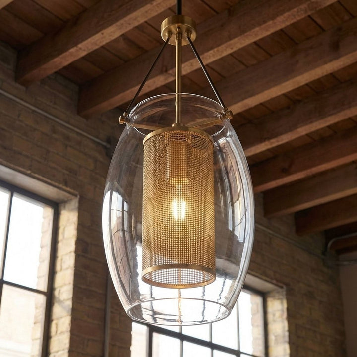 Savoy House - 7-9063-1-95 - One Light Pendant - Dunbar - Warm Brass with Bronze Accents