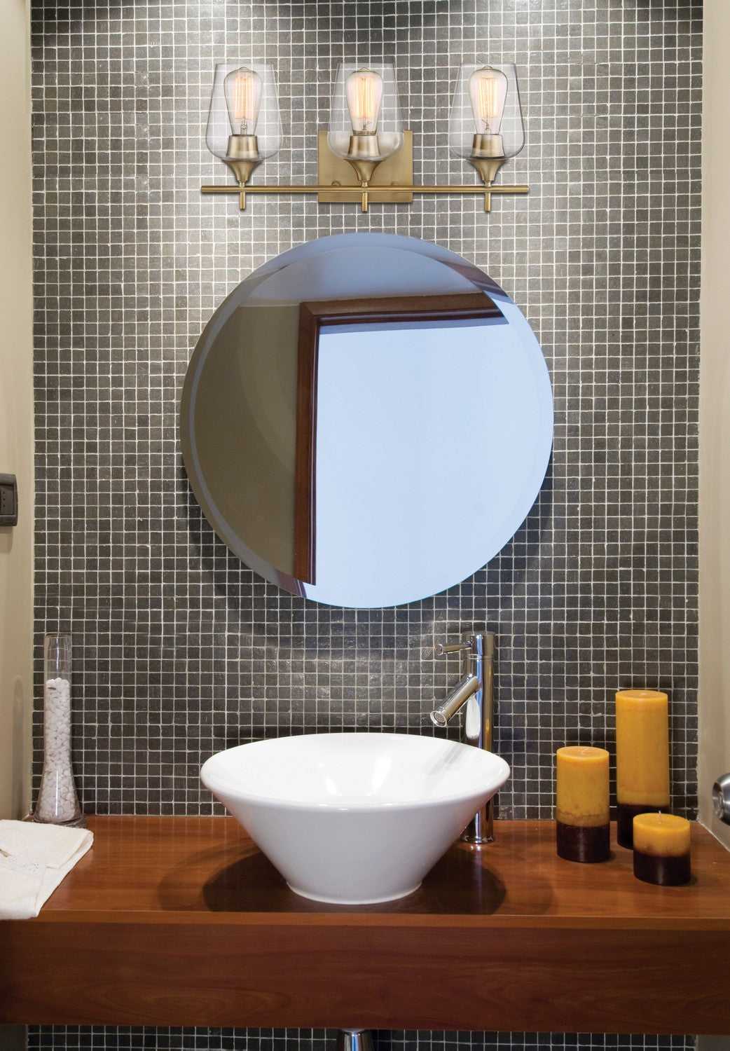 Octave Three Light Bath Bar in Warm Brass Savoy House