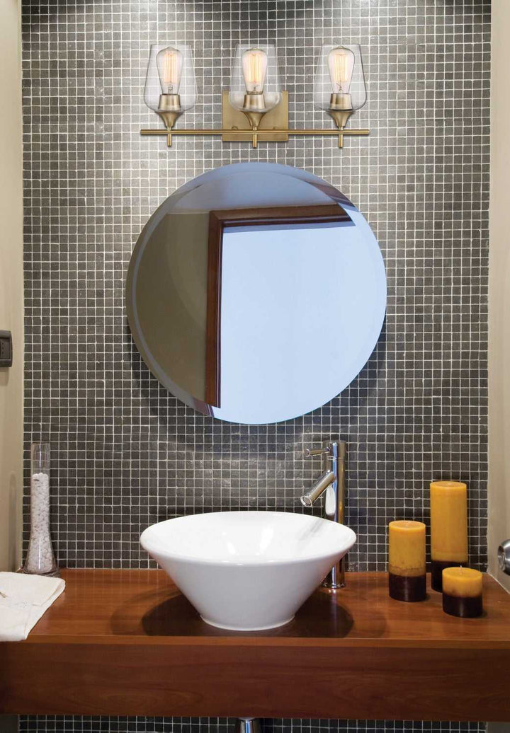 Octave Three Light Bath Bar in Warm Brass Savoy House