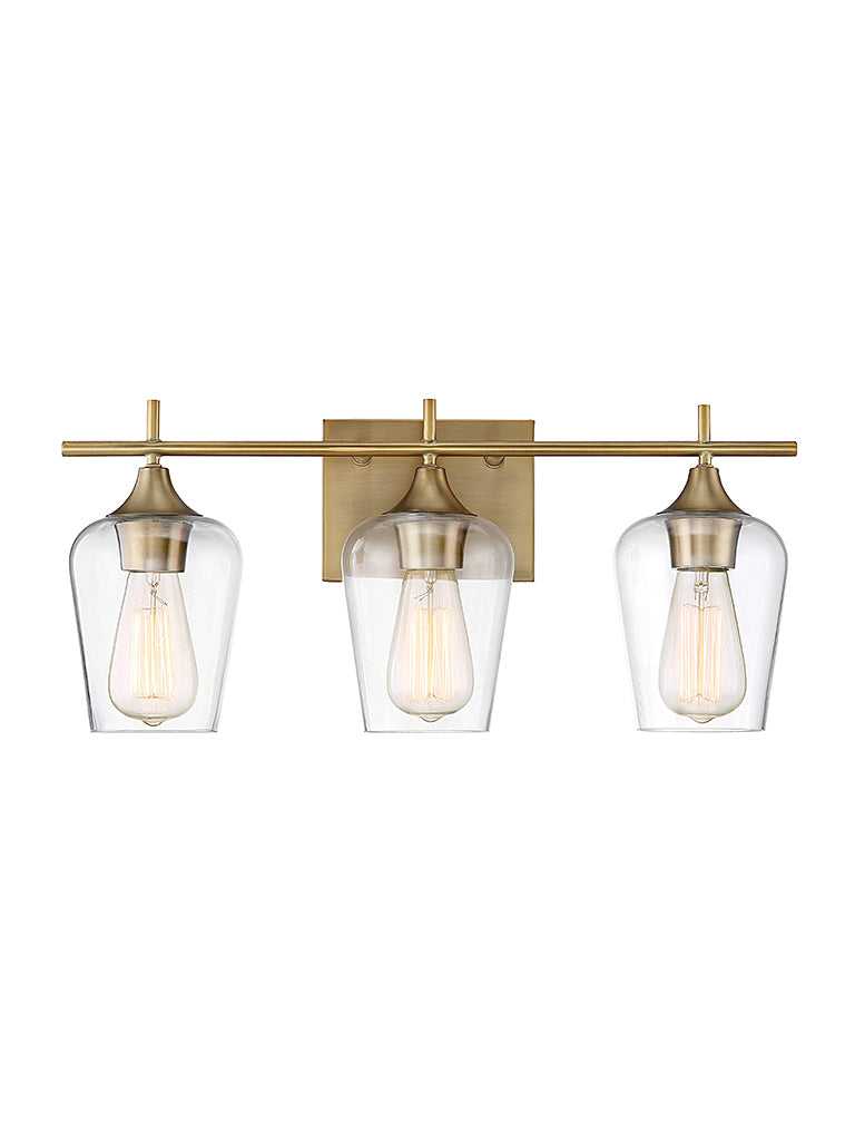 Octave Three Light Bath Bar in Warm Brass Savoy House
