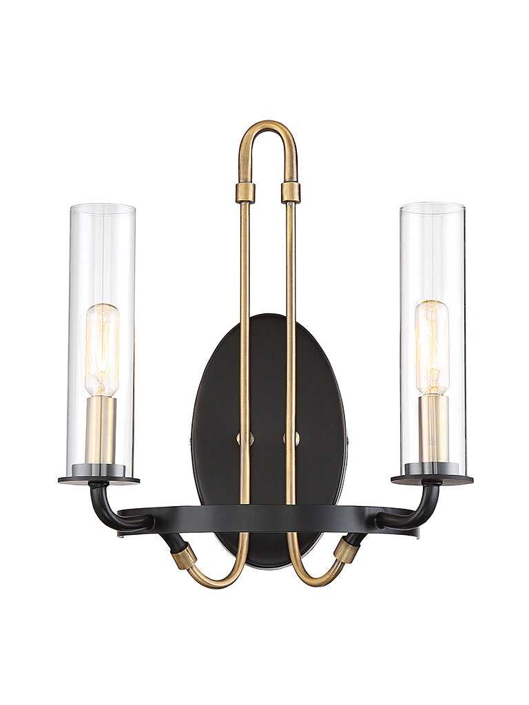 Kearney Two Light Wall Sconce in Vintage Black with Warm Brass Savoy House