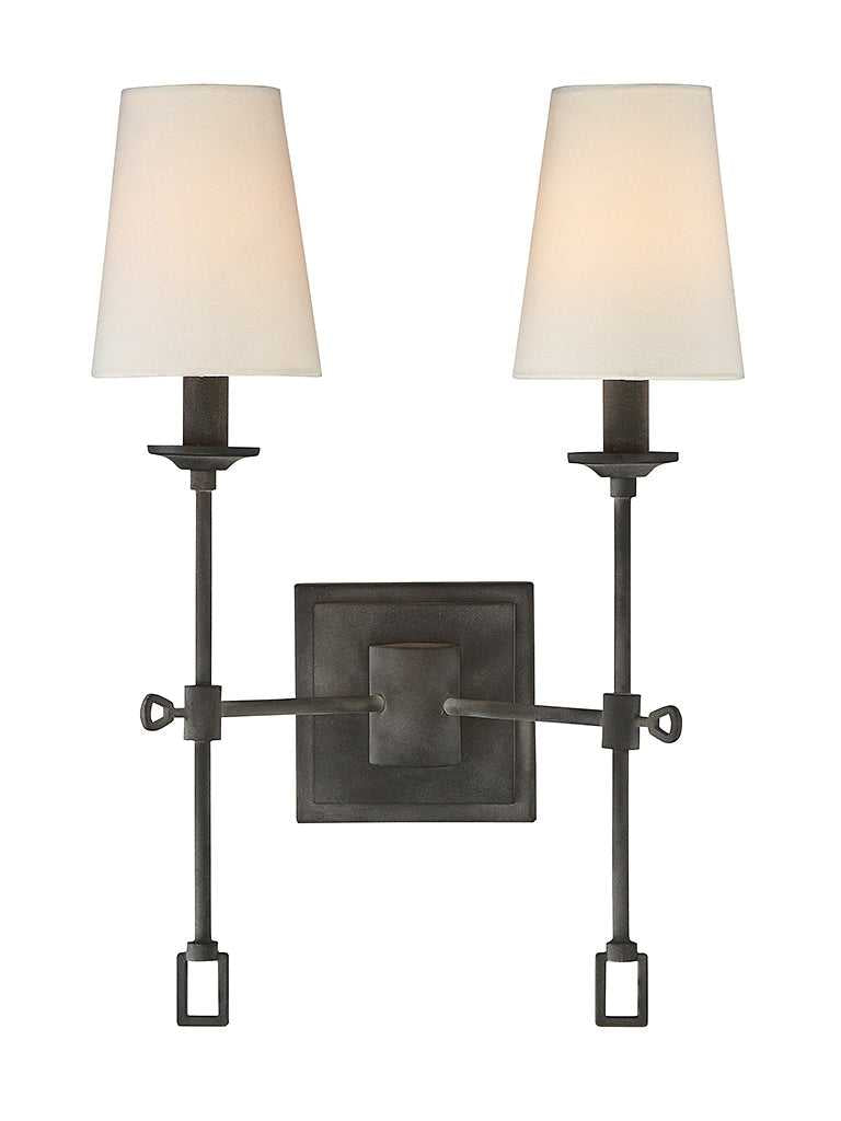 Lorainne Two Light Wall Sconce in Oxidized Black Savoy House