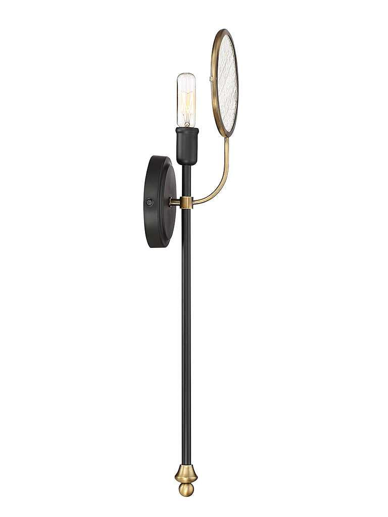 Oberyn One Light Wall Sconce in Vintage Black with Warm Brass Savoy House