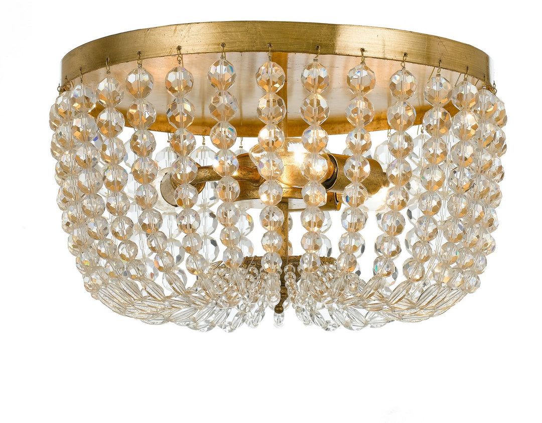 Rylee Three Light Flush Mount in Antique Gold - available from The Lighting Shoppe, trusted by Canadian homeowners