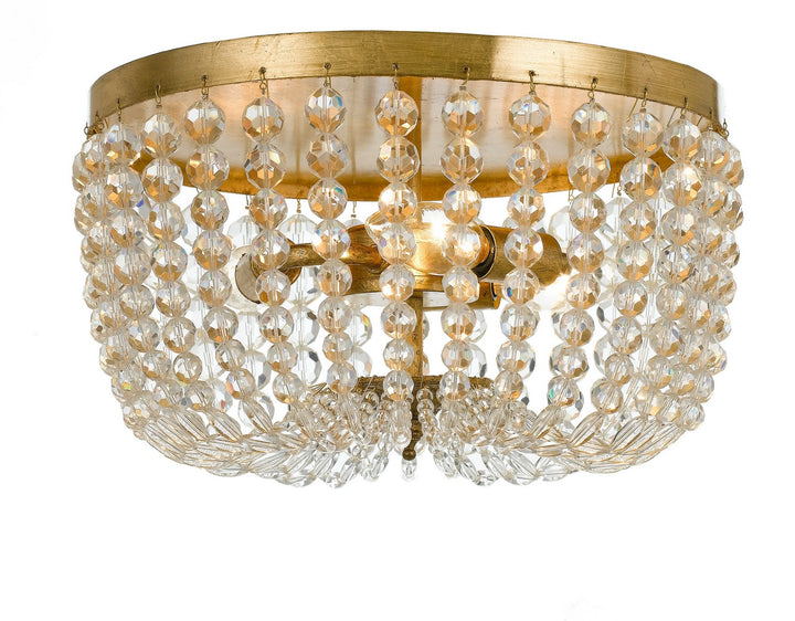 Rylee Three Light Flush Mount in Antique Gold - available from The Lighting Shoppe, trusted by Canadian homeowners