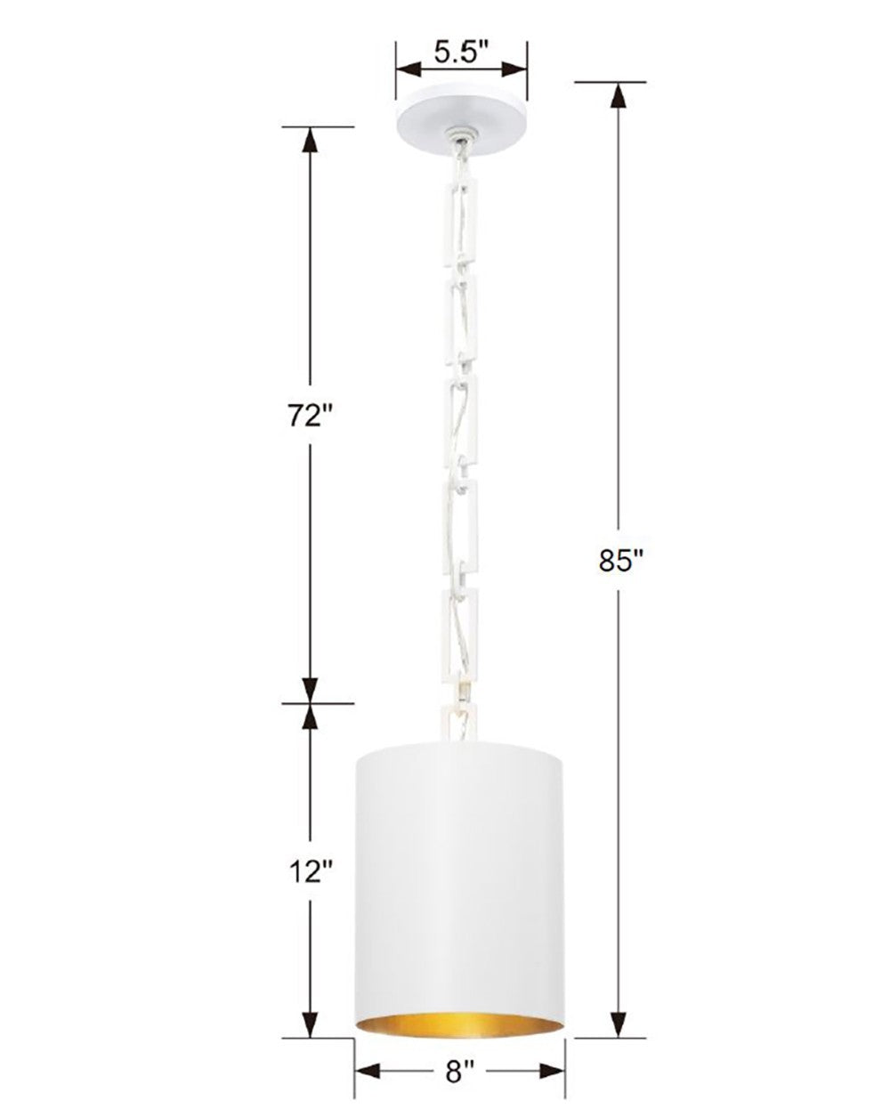 Crystorama - 8680-MT-GA - One Light Mini Chandelier - Alston - Matte White + Antique Gold