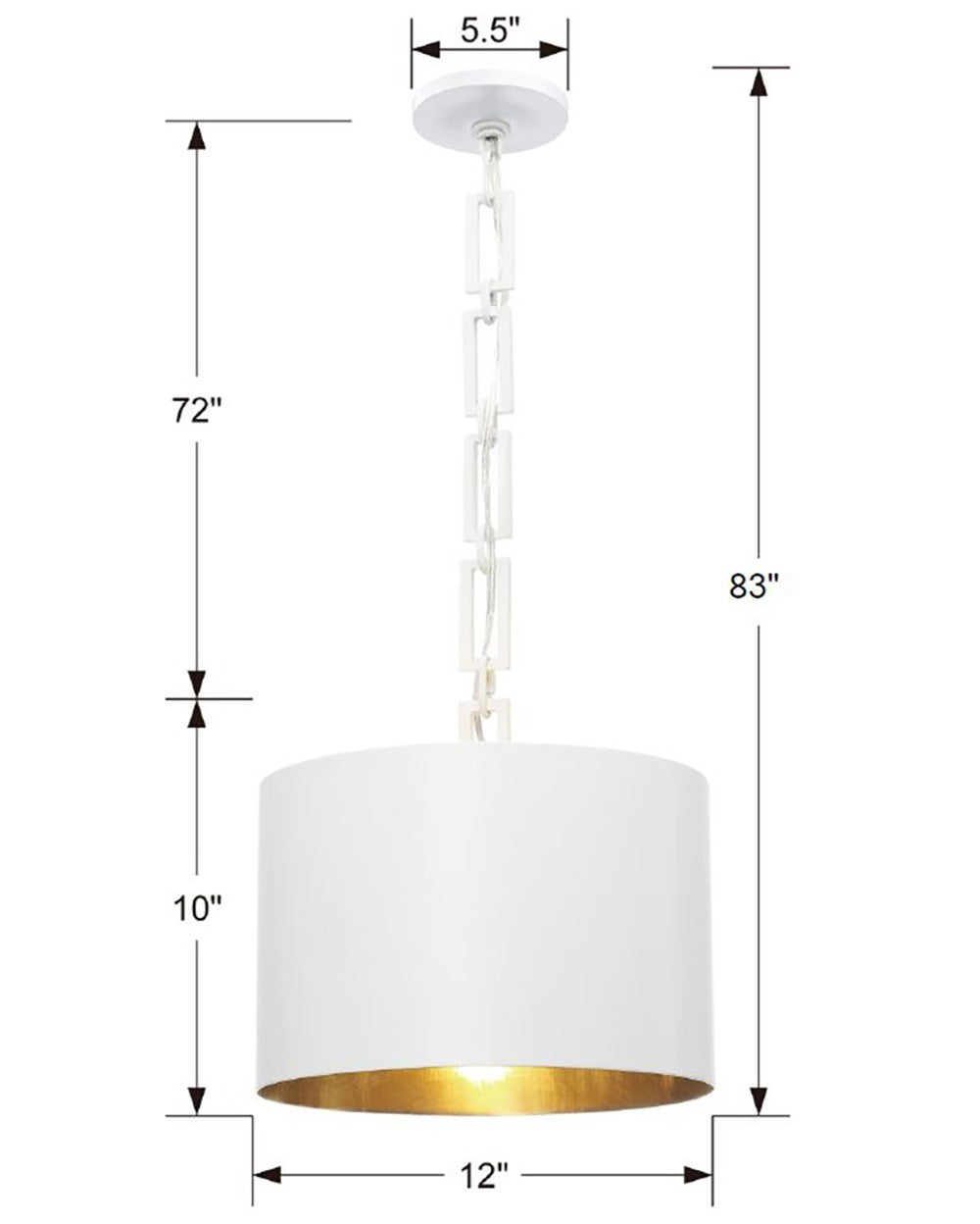 Crystorama - 8683-MT-GA - One Light Chandelier - Alston - Matte White + Antique Gold