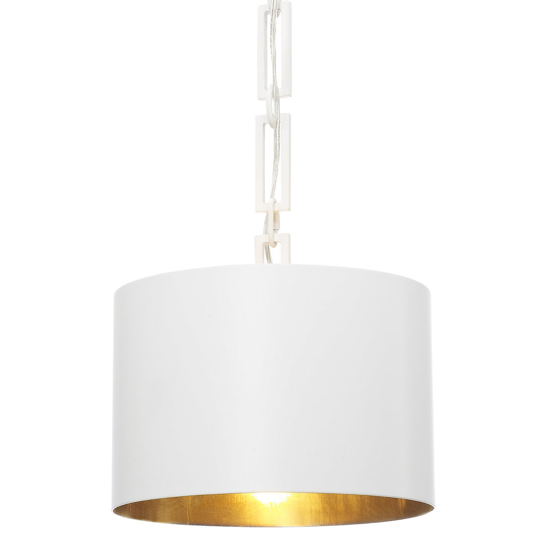 Alston One Light Chandelier in Matte White + Antique Gold - available from The Lighting Shoppe, trusted by Canadian homeowners