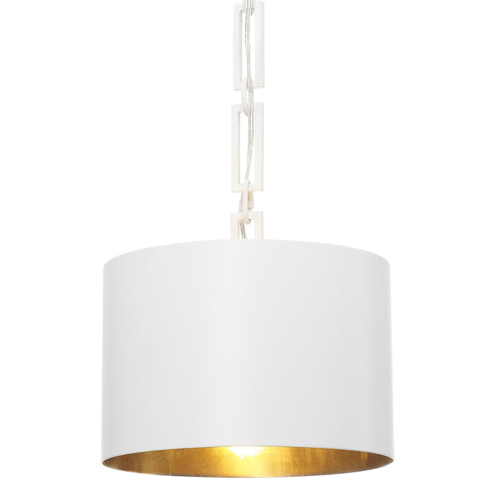 Alston One Light Chandelier in Matte White + Antique Gold - available from The Lighting Shoppe, trusted by Canadian homeowners