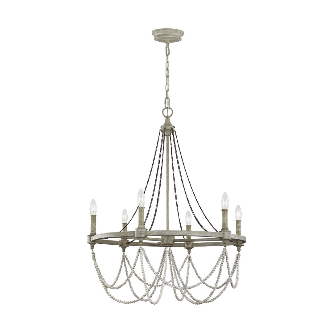 Visual Comfort Studio Canada - F3132/6FWO/DWW - Six Light Chandelier - Beverly - French Washed Oak / Distressed White Wood