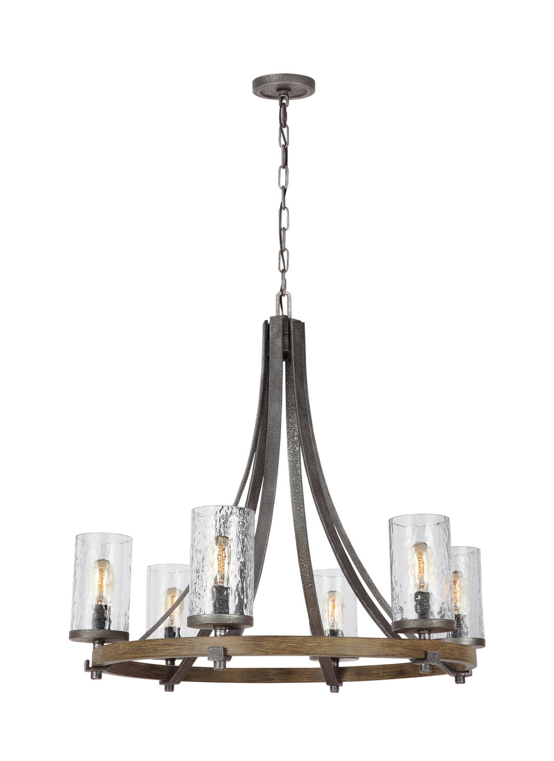 Visual Comfort Studio Canada - F3134/6DWK/SGM - Six Light Chandelier - Angelo - Distressed Weathered Oak / Slate Grey Metal