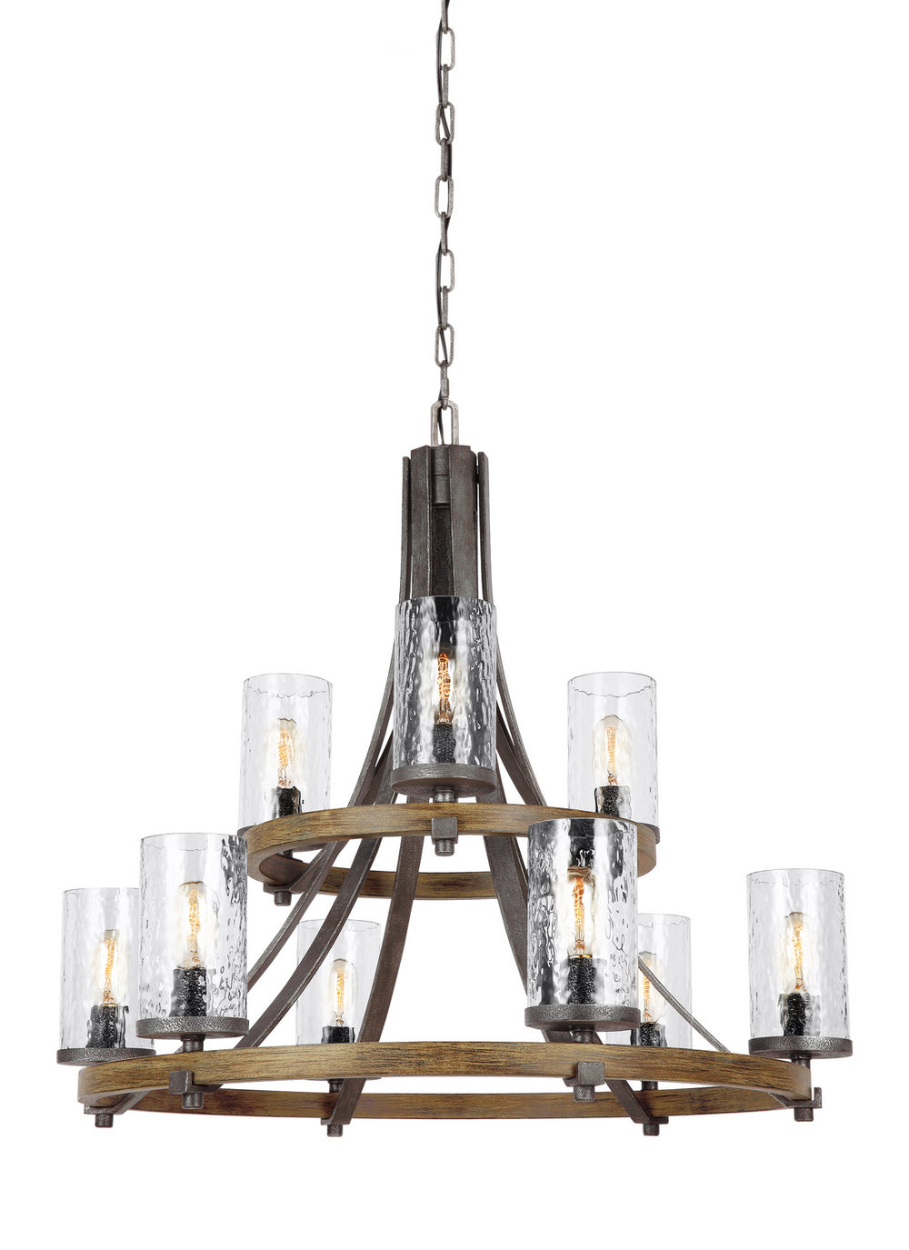 Visual Comfort Studio Canada - F3135/9DWK/SGM - Nine Light Chandelier - Angelo - Distressed Weathered Oak / Slate Grey Metal
