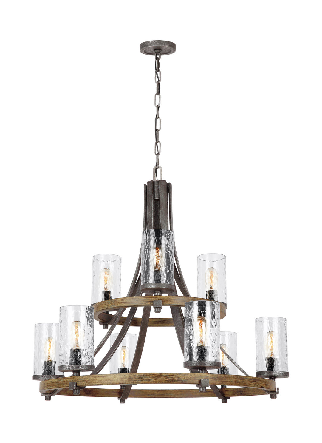 Visual Comfort Studio Canada - F3135/9DWK/SGM - Nine Light Chandelier - Angelo - Distressed Weathered Oak / Slate Grey Metal