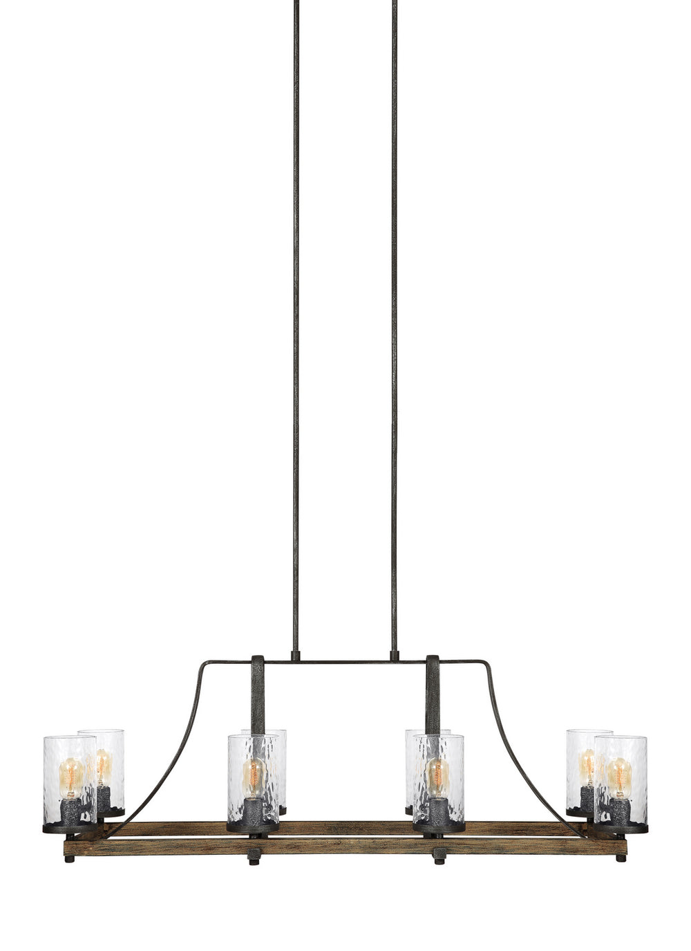 Visual Comfort Studio Canada - F3136/8DWK/SGM - Eight Light Island Chandelier - Angelo - Distressed Weathered Oak / Slate Grey Metal