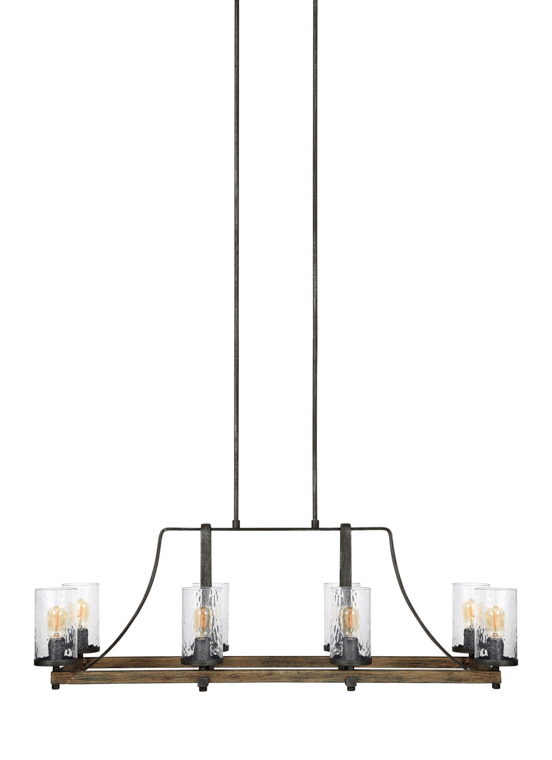 Visual Comfort Studio Canada - F3136/8DWK/SGM - Eight Light Island Chandelier - Angelo - Distressed Weathered Oak / Slate Grey Metal