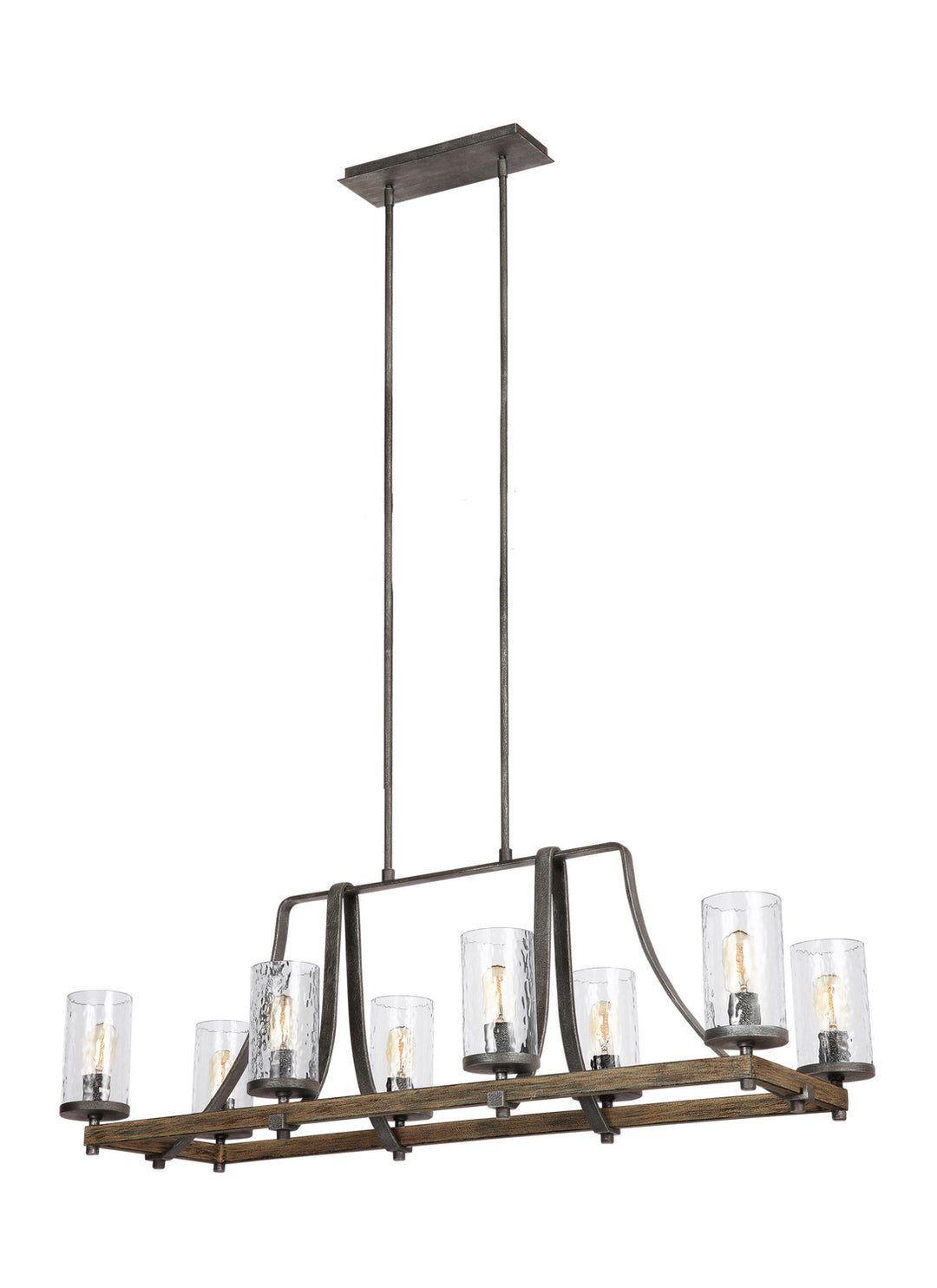 Visual Comfort Studio Canada - F3136/8DWK/SGM - Eight Light Island Chandelier - Angelo - Distressed Weathered Oak / Slate Grey Metal
