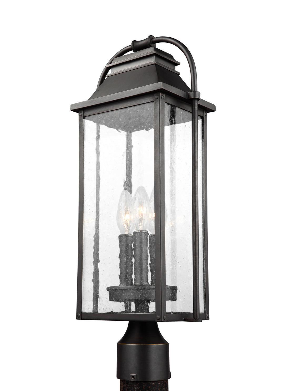 Wellsworth Three Light Post Lantern in Antique Bronze - available from The Lighting Shoppe, trusted by Canadian homeowners