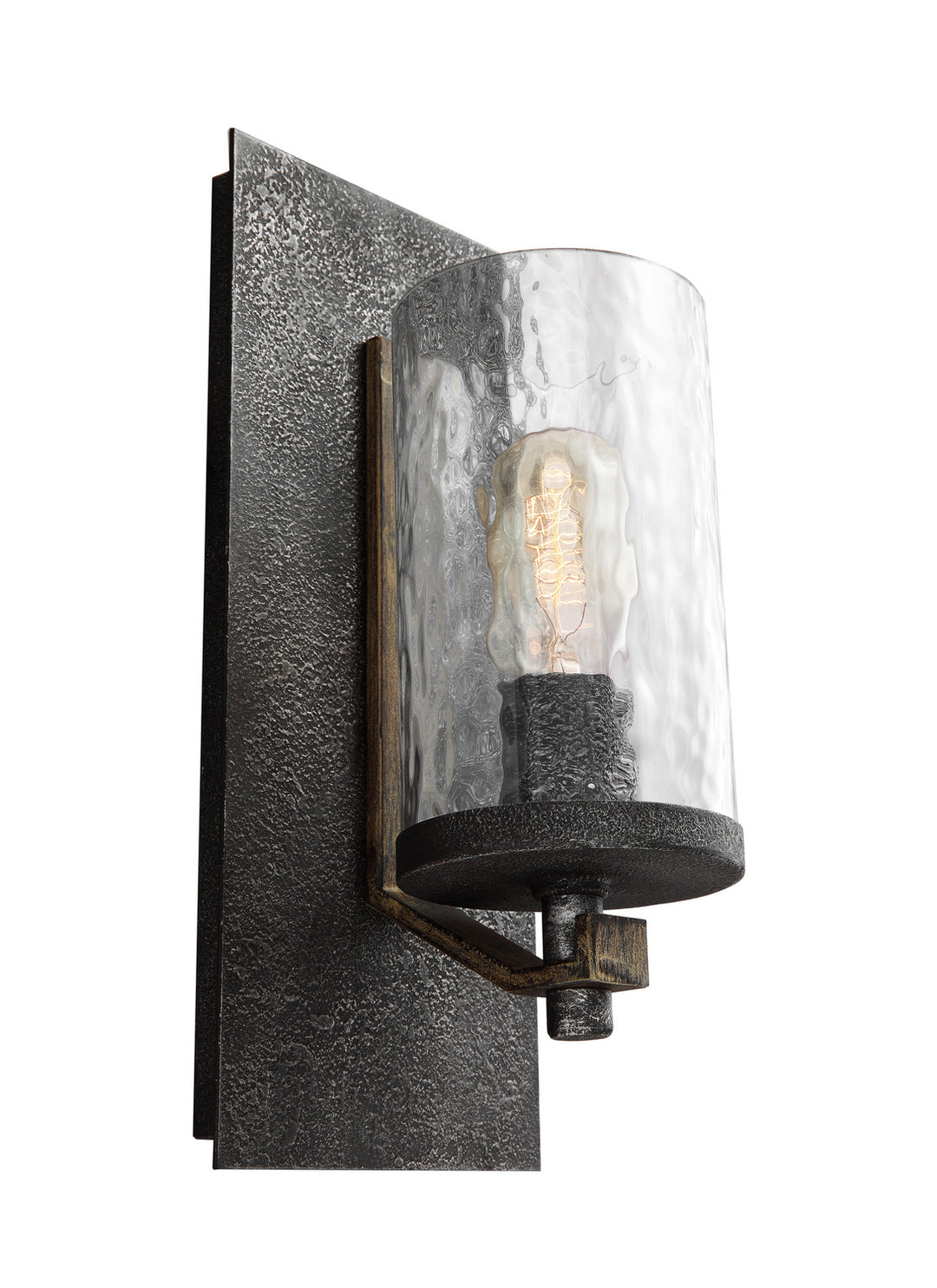 Angelo One Light Wall Sconce in Distressed Weathered Oak / Slate Grey Metal - available from The Lighting Shoppe, trusted by Canadian homeowners