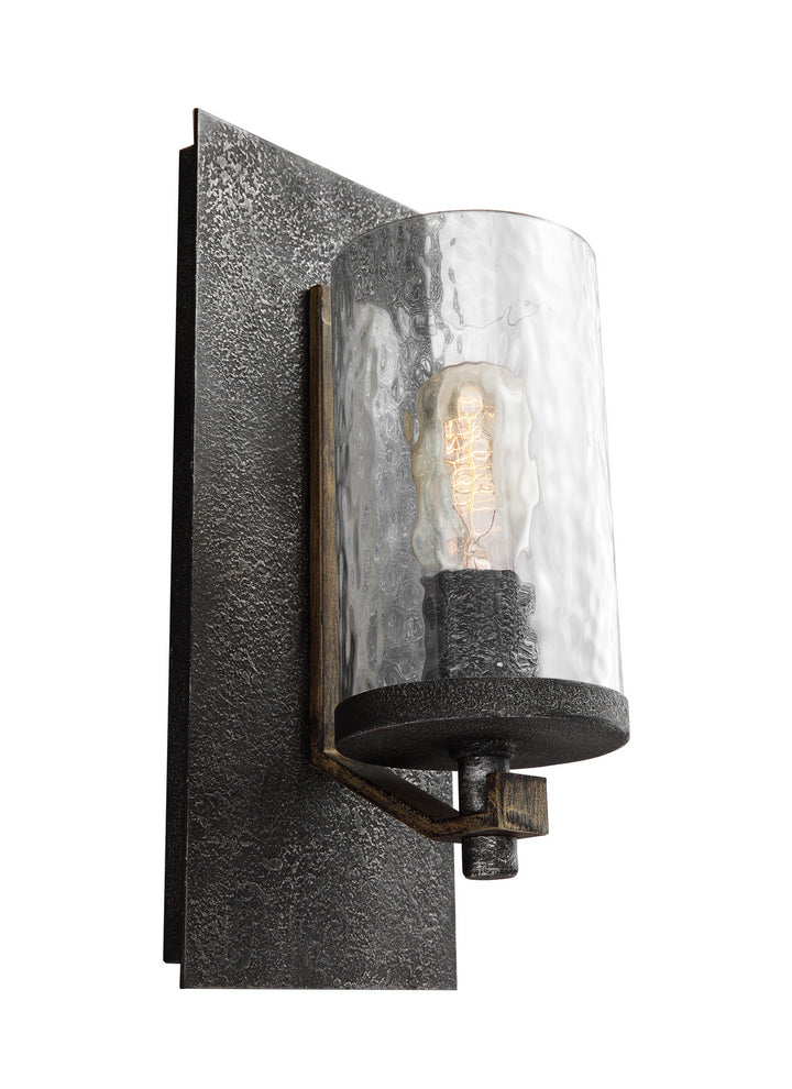 Angelo One Light Wall Sconce in Distressed Weathered Oak / Slate Grey Metal - available from The Lighting Shoppe, trusted by Canadian homeowners