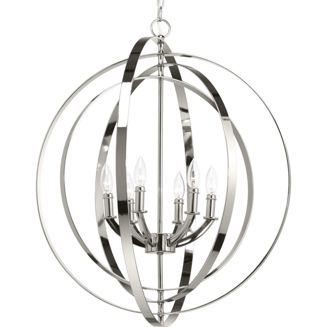 Progress Canada - P3889-104 - Six Light Pendant - Equinox - Polished Nickel